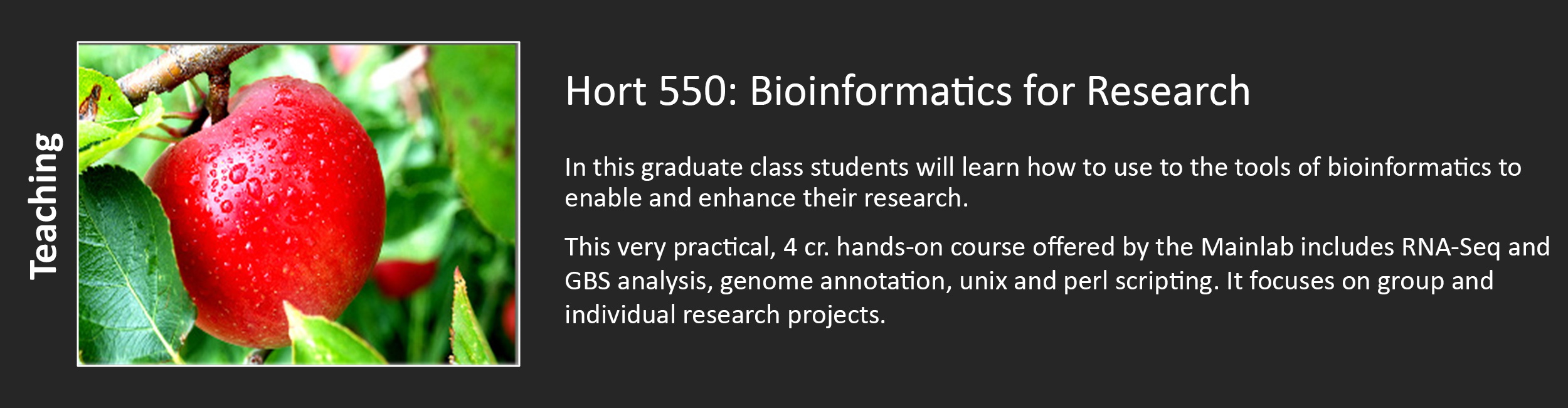 Hort 550 - Bioinformatics for Research